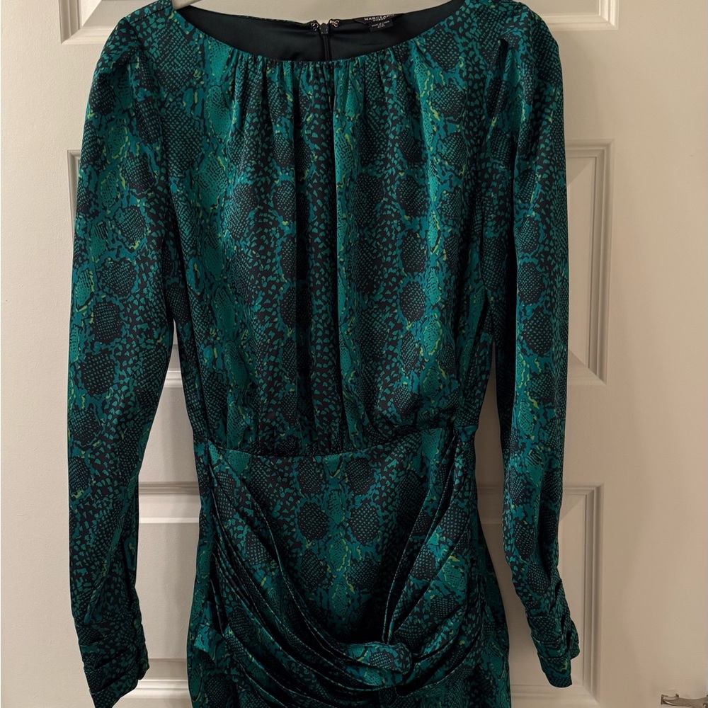 Marciano by Guess Green/Teal Snake Print Long Sleeve Dress - Women’s Size 6